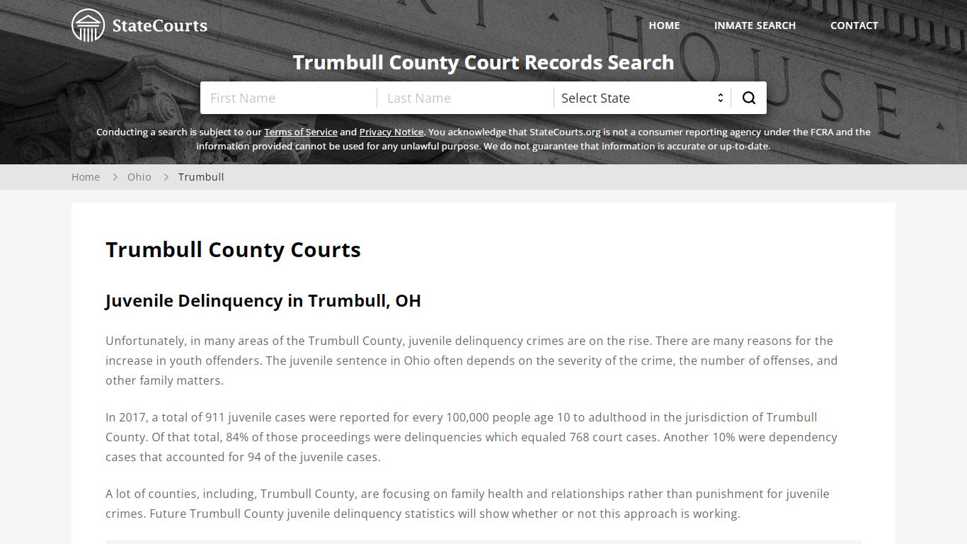 Trumbull County, OH Courts - Records & Cases - StateCourts